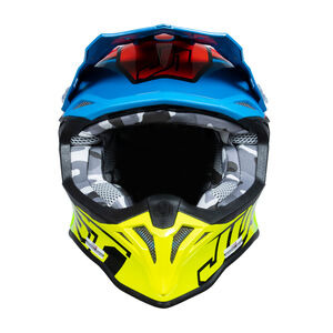 Just1 J39 Motocross Helmet Thruster Fluo Yellow Red Blue click to zoom image