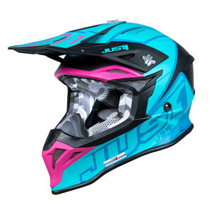 Just1 J39 Motocross Helmet Thruster Petrol Blue Fuxia Black click to zoom image
