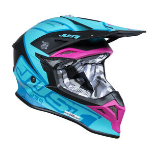 Just1 J39 Motocross Helmet Thruster Petrol Blue Fuxia Black click to zoom image