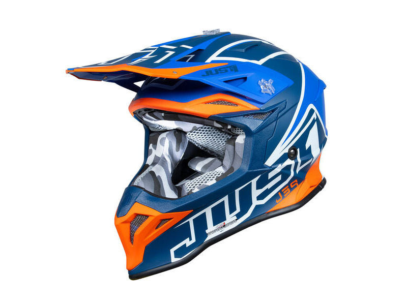 Just1 J39 Motocross Helmet Thruster White Fluo Orange Blue click to zoom image
