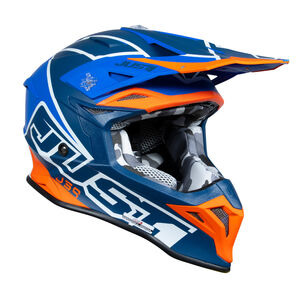 Just1 J39 Motocross Helmet Thruster White Fluo Orange Blue click to zoom image