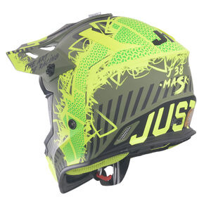 JUST1 J38 MX Helmet Mask Fluo Yellow/Black/Army Green Matt click to zoom image