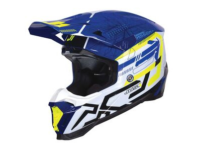 JUST1 J40 Motocross Helmet Mission Fluo Yellow Blue Gloss