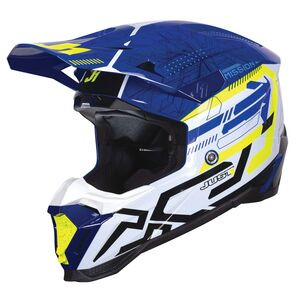 JUST1 J40 Motocross Helmet Mission Fluo Yellow Blue Gloss click to zoom image