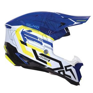 JUST1 J40 Motocross Helmet Mission Fluo Yellow Blue Gloss click to zoom image