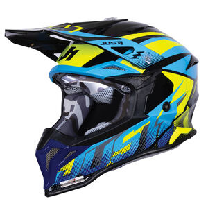 JUST1 J39 Motocross Helmet Revo Blue Fluo Yellow Black Gloss 2026