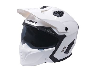 STEALTH Stealth Fighter Multi Function Motorcycle Full & Open Face Helmet - Gloss White