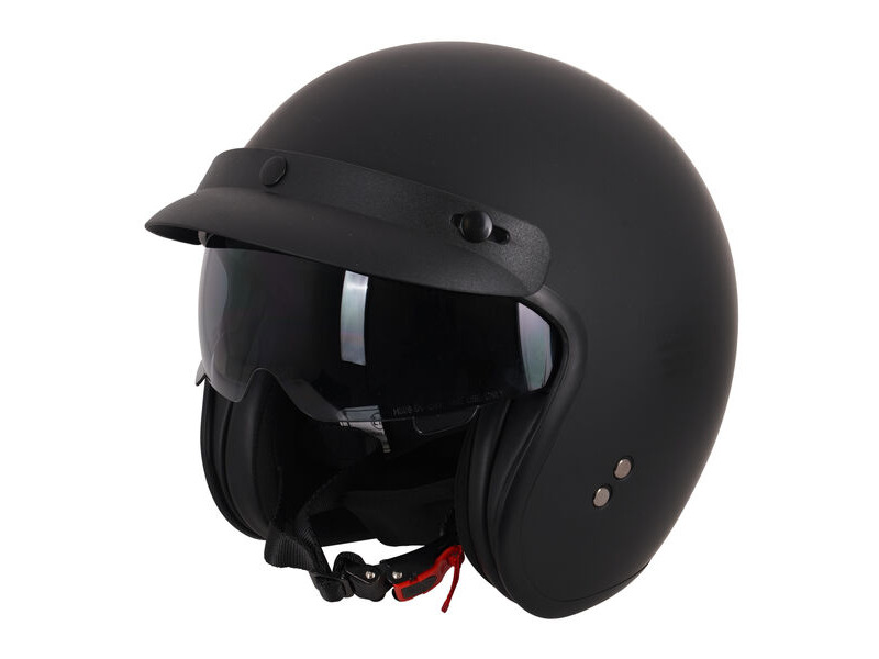 STEALTH Open Face Helmet With Peak - Matt Black click to zoom image