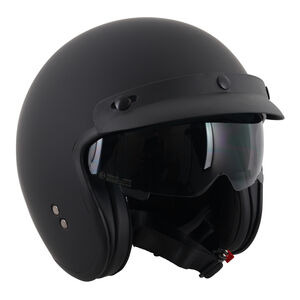 STEALTH Open Face Helmet With Peak - Matt Black click to zoom image