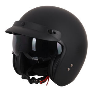 STEALTH Open Face Helmet With Peak - Matt Black click to zoom image