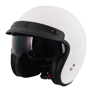 STEALTH Open Face Helmet With Peak - Gloss White click to zoom image