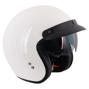 STEALTH Open Face Helmet With Peak - Gloss White click to zoom image