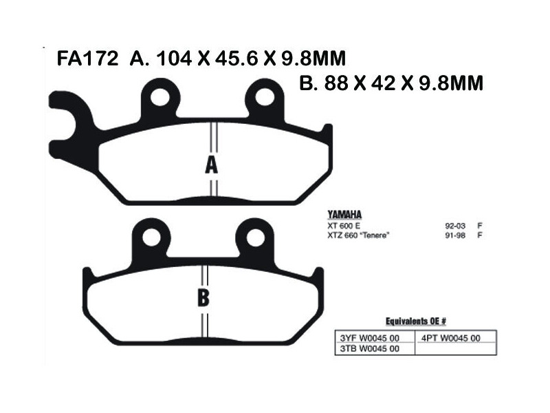 EBC BRAKES Brake Pads FA172R-SPECIAL ORDER click to zoom image