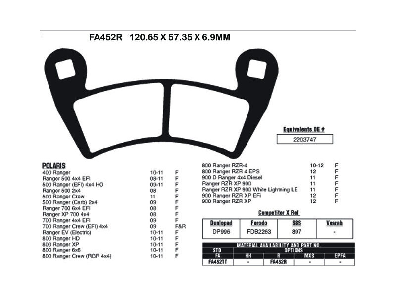 EBC BRAKES Brake Pads FA452R-SPECIAL ORDER click to zoom image