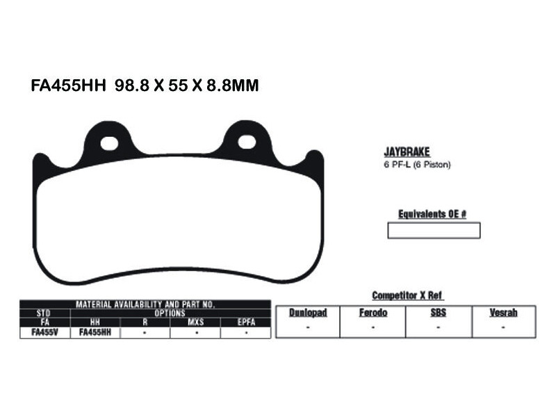 EBC BRAKES Brake Pads FA455HH-SPECIAL ORDER click to zoom image