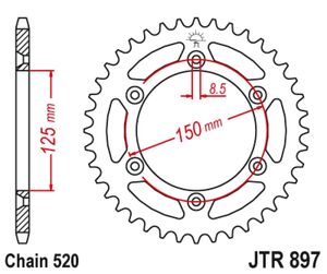 JT SPROCKETS Rear Sprockets R/W 897-50SC 