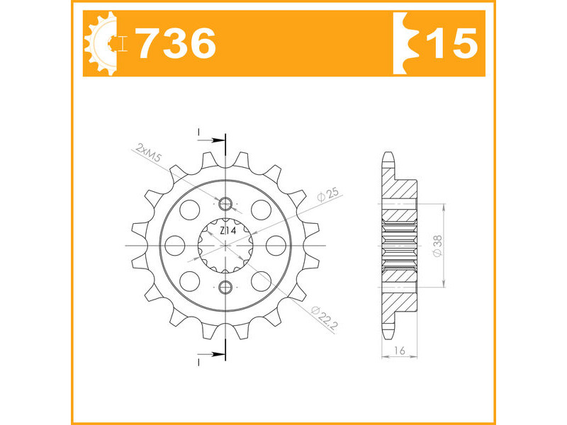 JT SPROCKETS Sprocket Front 4019-15 SPECIAL PITCH click to zoom image