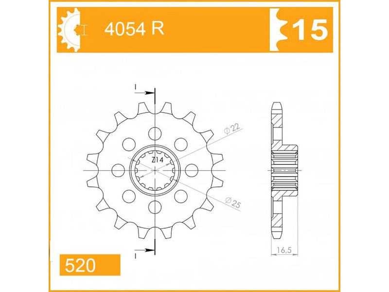 JT SPROCKETS Sprocket Front 4054-16 Special pitch click to zoom image