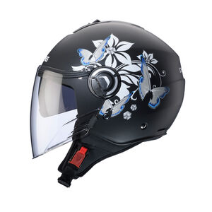 CABERG Riviera V4X Mia Matt Black/White/Grey/Light Blue Helmet click to zoom image