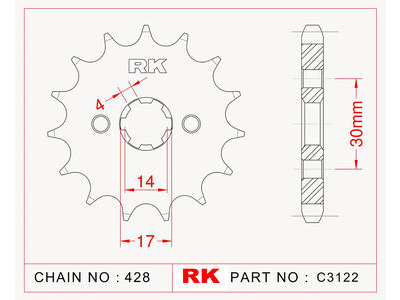 RK CHAINS Sprocket Front RK-C3122-15 428 pitch
