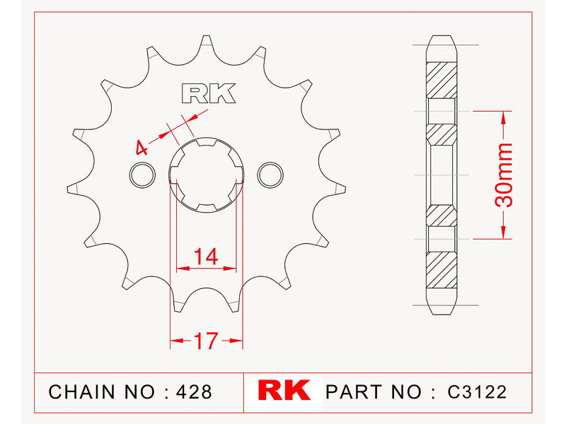 RK CHAINS Sprocket Front RK-C3122-15 428 pitch click to zoom image