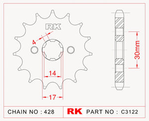 RK CHAINS Sprocket Front RK-C3122-15 428 pitch 