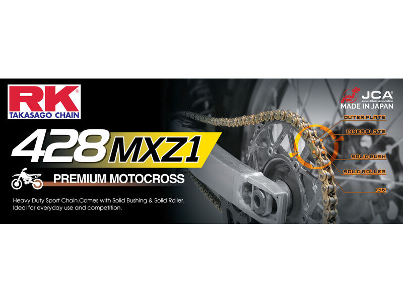 RK CHAINS GB428MXZ1-132 Gold Premium MX Chain click to zoom image