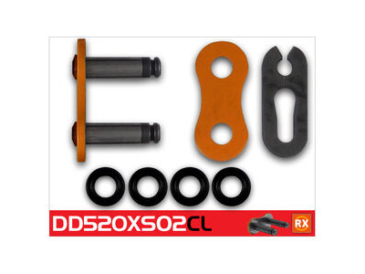 RK CHAINS DD520XSO2-CL Orange RX-Ring Con Clip Link