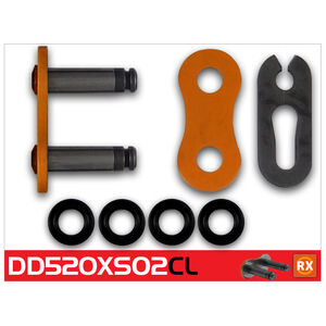 RK CHAINS DD520XSO2-CL Orange RX-Ring Con Clip Link 