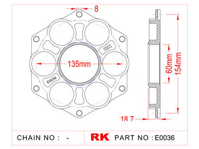 RK CHAINS E0036 Quick-change sprocket mounting adaptor for Ducati Afam PCD3 B6638 B5638 A4512
