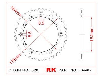 RK CHAINS Sprocket Rear RK-B4462-42 JTR853 Afam 12500