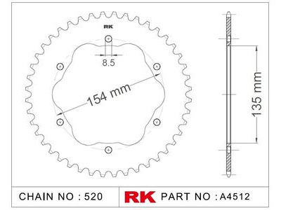 RK CHAINS Sprocket Front RK-A4512-39HA0 520 Pitch Alloy needs E0036 adaptor
