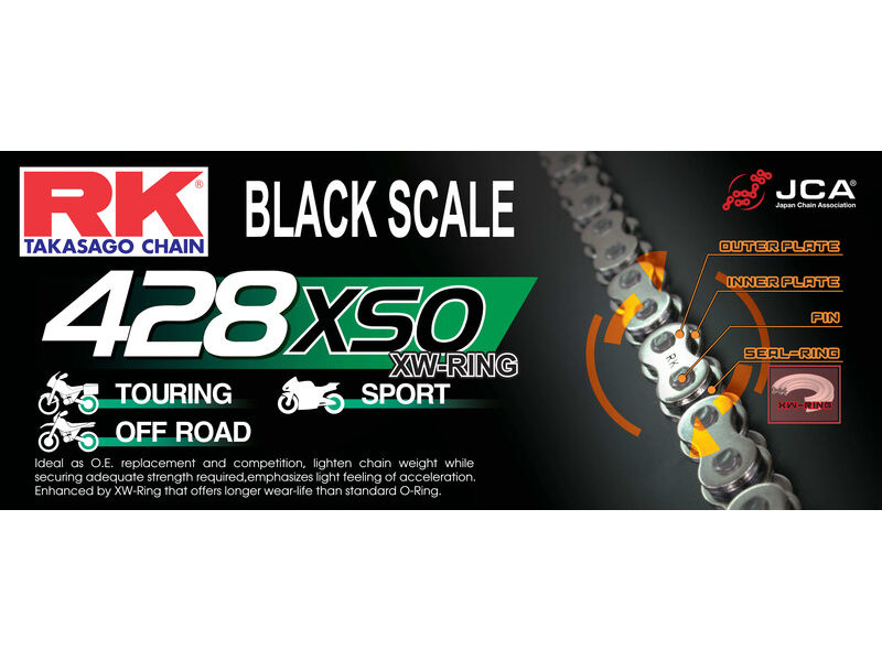 RK CHAINS BL428XSO-CLFZ Black Scale XW-Ring Con Rivet Link click to zoom image