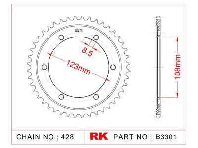 RK CHAINS Sprocket Rear RK-B3301-58B JTR25-58