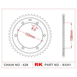 RK CHAINS Sprocket Rear RK-B3301-58B JTR25-58 