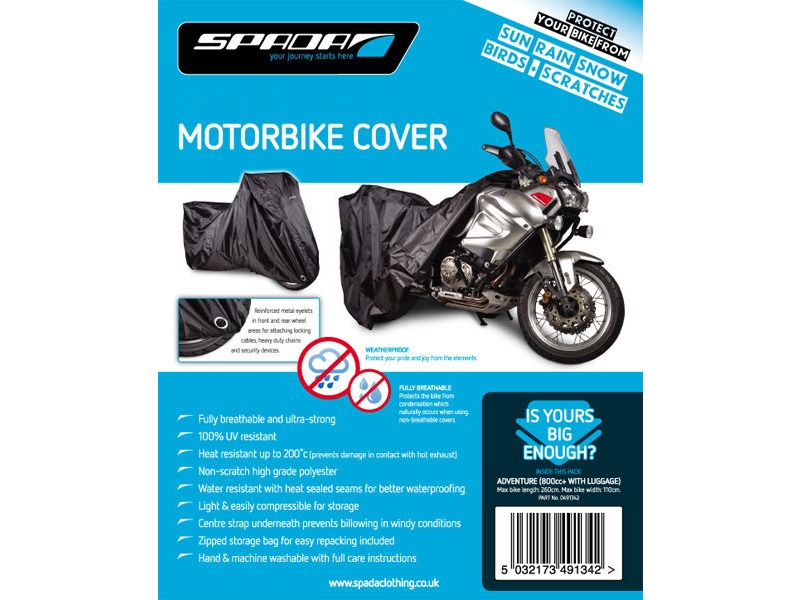 SPADA Motorcycle Cover-Adventure [800cc+ c/w Luggage] click to zoom image