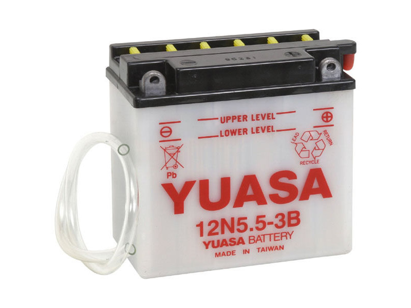 YUASA 12N5.5-3B-12V - Dry Cell, Includes Acid Pack click to zoom image