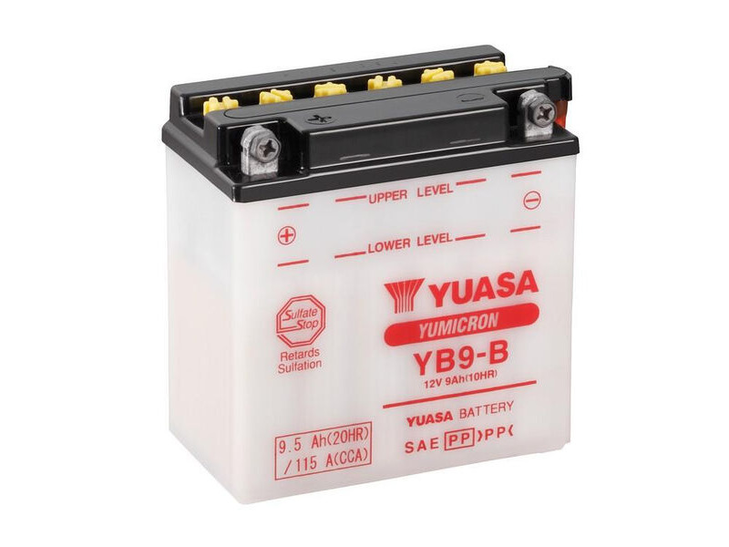 YUASA YB9B-12V YuMicron - Dry Cell, Includes Acid Pack click to zoom image