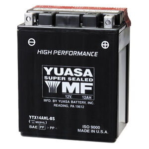 YUASA YTX14AHLBS-12V High Performance MF VRLA - Dry Cell, Includes Acid Pack 