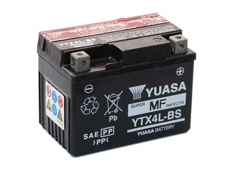 YUASA YTX4LBS-12V MF VRLA - Dry Cell, Includes Acid Pack click to zoom image