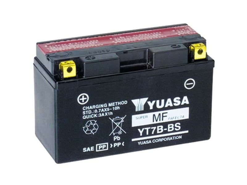 YUASA YT7B-BS-12V MF VRLA - Dry Cell, Includes Acid Pack click to zoom image