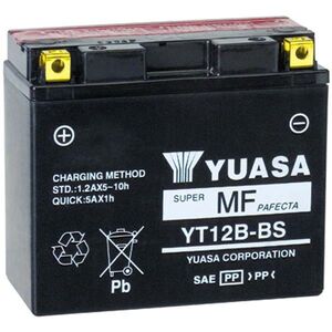 YUASA YT12B-BS-12V MF VRLA - Dry Cell, Includes Acid Pack 