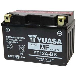 YUASA YT12ABS-12V MF VRLA - Dry Cell, Includes Acid Pack 