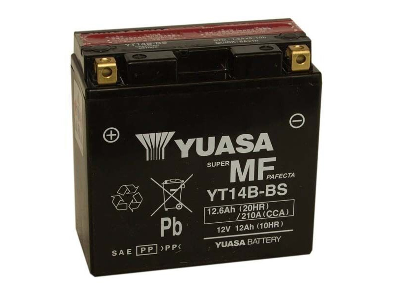 YUASA YT14B-BS-12V MF VRLA - Dry Cell, Includes Acid Pack click to zoom image