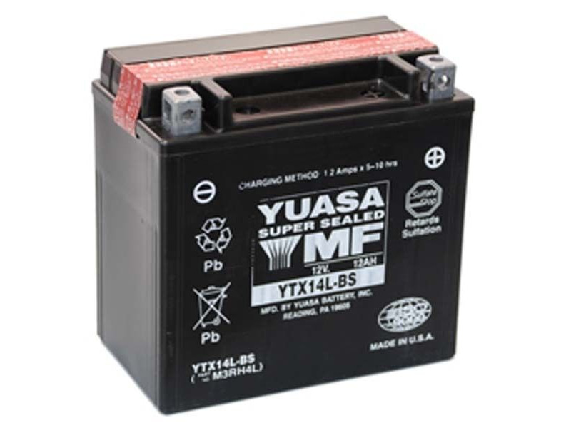 YUASA YTX14LBS-12V MF VRLA - Dry Cell, Includes Acid Pack click to zoom image
