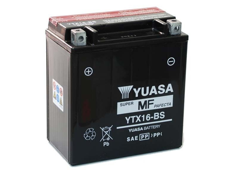 YUASA YTX16BS-12V MF VRLA - Dry Cell, Includes Acid Pack click to zoom image