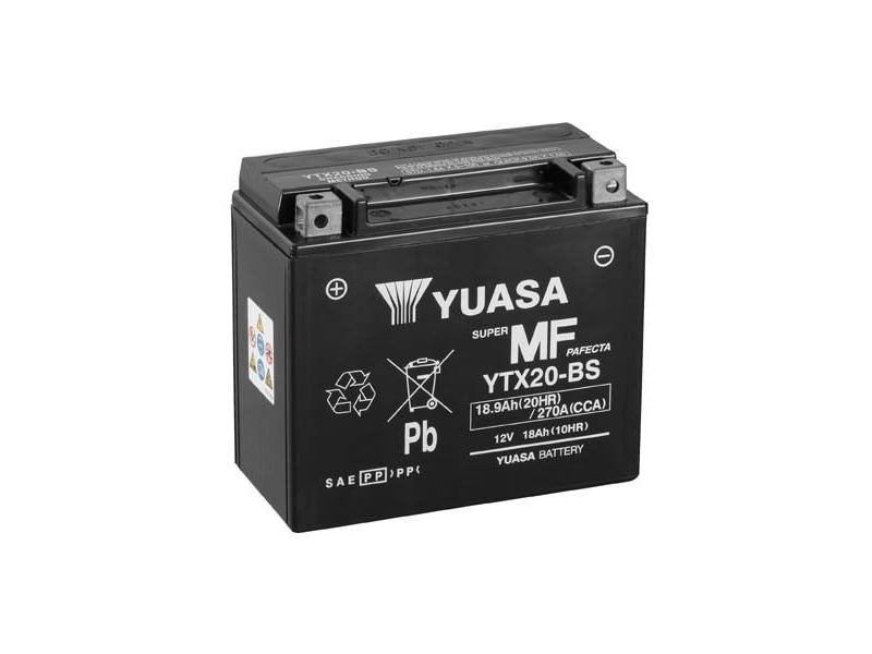 YUASA YTX20-BS-12V MF VRLA - Dry Cell, Includes Acid Pack click to zoom image