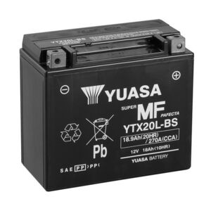 YUASA YTX20LBS-12V MF VRLA - Dry Cell, Includes Acid Pack 