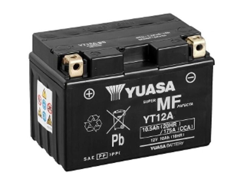 YUASA YT12A (WC) 12V Factory Activated MF VRLA Battery click to zoom image