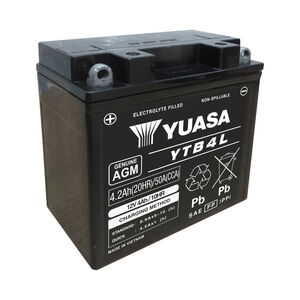 YUASA YTB4L (WC) 12V Factory Activated MF VRLA Battery (MF YB4L-B) 